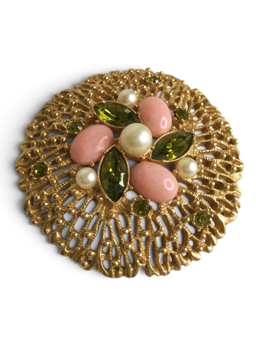 Vintage Sarah Coventry 'Fashion Splendor' Gold‑Tone Floral Statement Brooch - Picture 4 of 12